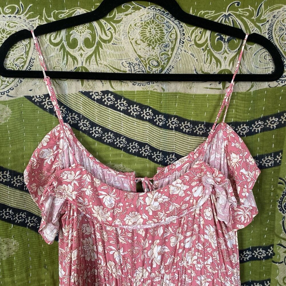 J. Crew Dark Flamingo Tossed Floral Tiered Maxi Dress Size Medium - Picture 12 of 16